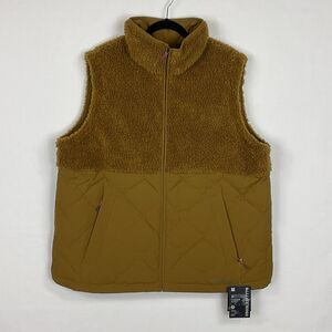 Eddie Bauer Womens XL Twisp Premium Down Vest 650 FP Plush Fleece Quilted Bronze